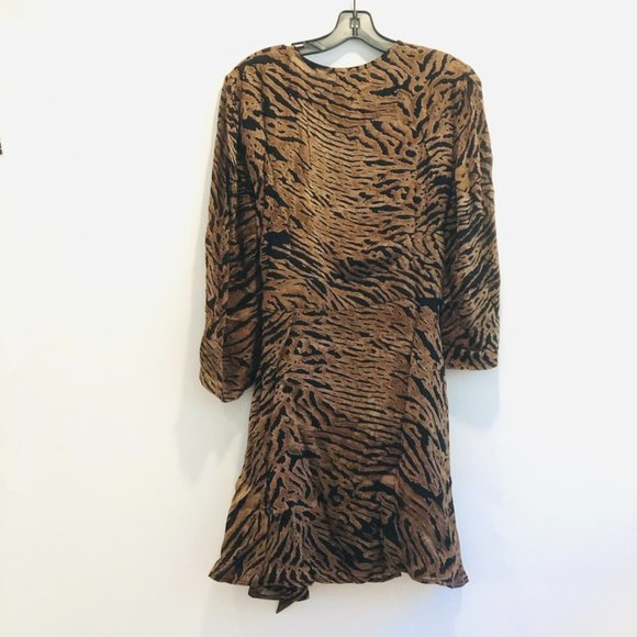 NWT GANNI MINI Georgette Wrap Dress, Tiger Pattern Size 12 (44) - Picture 11 of 14